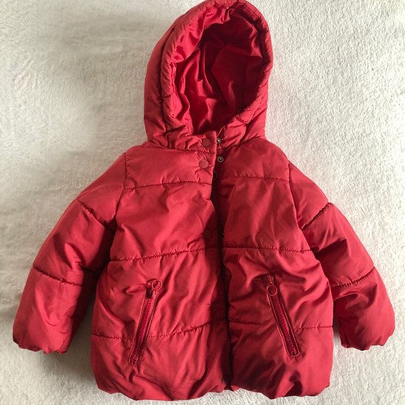 zara red puffer